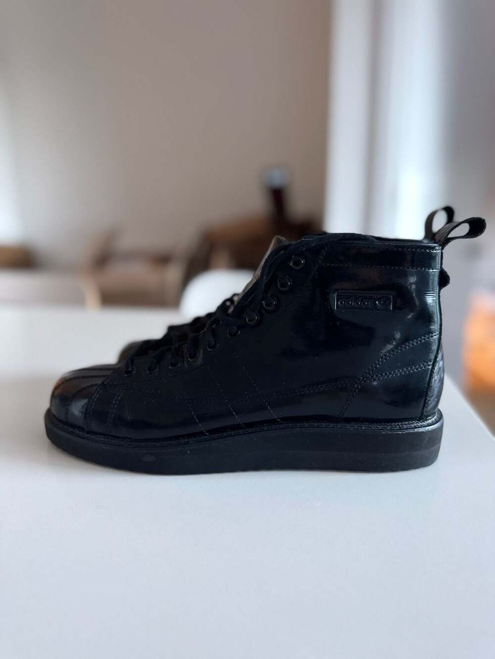 Adidas Superstar Boot CG6458 Black Patent Leather Size 8.5